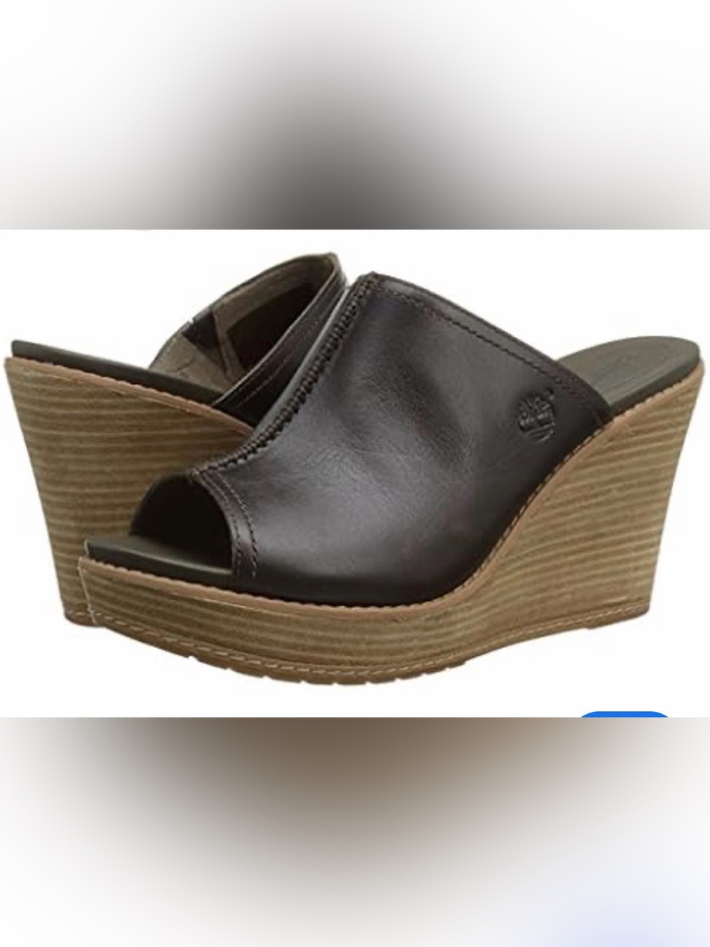 Women’s Black Leather Wedge Slide Sandals